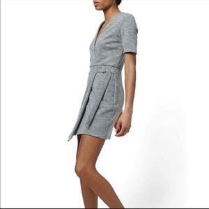 Topshop Gray belted wrap dress